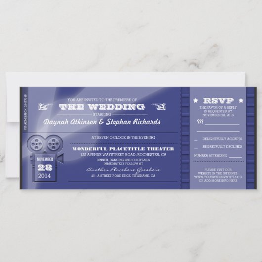 FilmPremiere Hochzeitstickets Einladungen (Vorderseite)