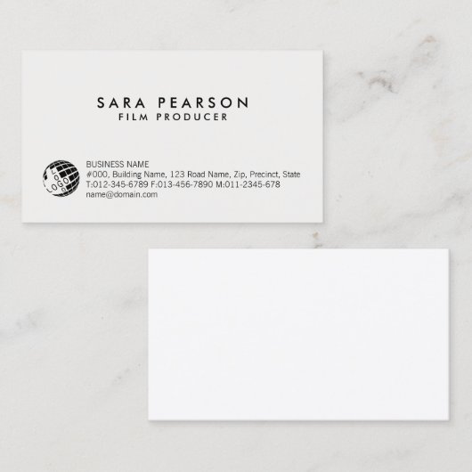 Filmproduzent Entertainment Business Card Visitenkarte (Vorne/Hinten)