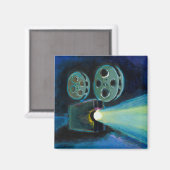 Filmprojektor bunt ausdrucksstarke Malkunst Magnet (Vorderseite/Rückseite)