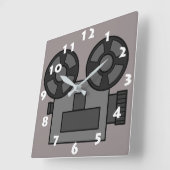 FILMPROJEKTOR MIT WEISSEN ZAHLEN QUADRATISCHE WANDUHR (Winkel)