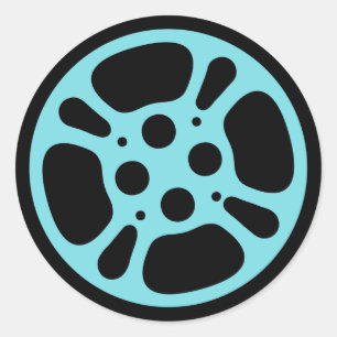 Filmrolle-/Film-Spulen-Aufkleber (blau) Runder Aufkleber