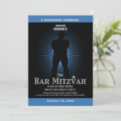 Filmstar Bar Mitzvah Einladung Black Navy Blue (Stehend Vorderseite)