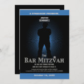 Filmstar Bar Mitzvah Einladung Black Navy Blue (Vorne/Hinten)