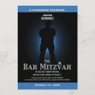 Filmstar Bar Mitzvah Einladung Black Navy Blue