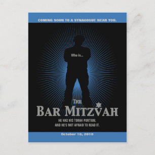 Filmstar-Bar Mitzvah Save the Date schwarze Marine Ankündigungspostkarte