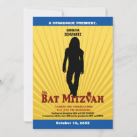 Filmstar Bat Mitzvah Einladung Gelb Blau