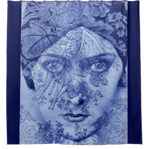 Filmstar Gloria Swanson in Blau der 1920er Jahre Duschvorhang