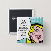 Filmstar-Pop-Kunst-Knopf Button (Vorne & Hinten)