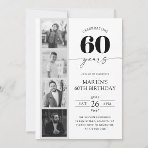 Filmstreifen-Foto-Minimalist 60. Geburtstag Einladung