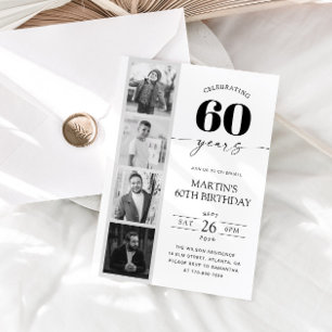 Filmstreifen-Foto-Minimalist 60. Geburtstag Einladung