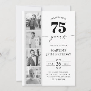 Filmstreifen-Foto-Minimalist 75. Geburtstag Einladung