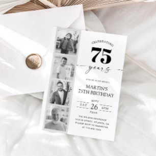 Filmstreifen-Foto-Minimalist 75. Geburtstag Einladung