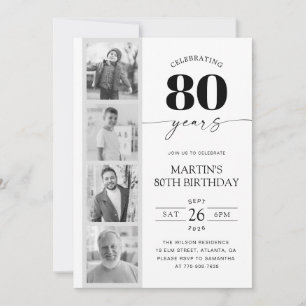Filmstreifen-Foto-Minimalist 80. Geburtstag Einladung