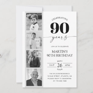 Filmstreifen-Foto-Minimalist 90. Geburtstag Einladung