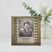 Filmstreifen-Grunge Fotokarte Einladung (Stehend Vorderseite)