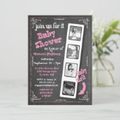 Filmstreifen mit Zwischenwand Ultrasound Baby Girl Einladung (Stehend Vorderseite)