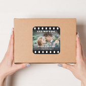 Filmstreifen schwarz-weiß Hochzeit Quadratischer Aufkleber