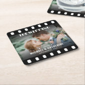 Filmstreifen schwarz-weiß Hochzeit Rechteckiger Pappuntersetzer (angewinkelt)