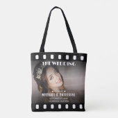 Filmstreifen schwarz-weiß Hochzeit Tasche (Rückseite)