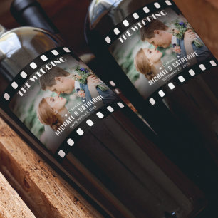 Filmstreifen schwarz-weiß Hochzeit Weinetikett