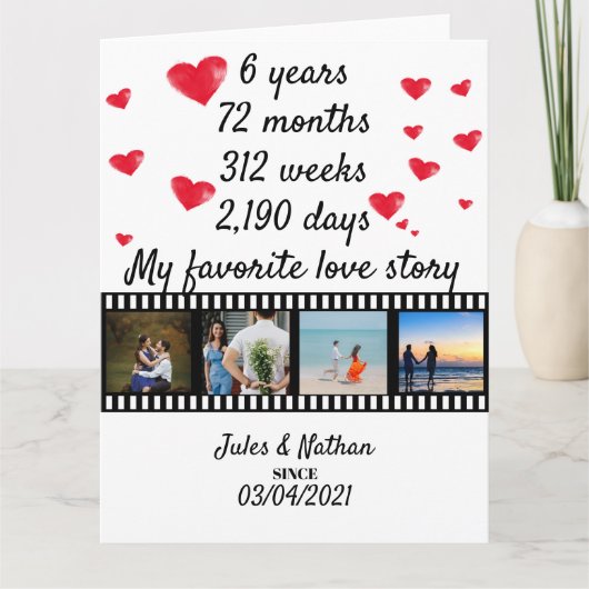 Filmstreifen zum 6-jährigen Jubiläum-Foto Karte (Vorderseite)