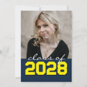 Filmstrip-Abschluss Navy Blue & Yellow Chalkboard Einladung (Rückseite)