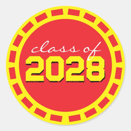 Filmstrip-Abschluss rot/gelb Runder Aufkleber (Vorderseite)