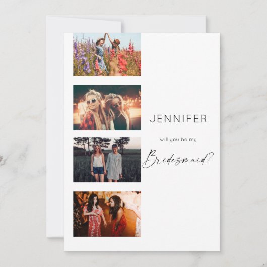 Filmstrip Be My Bridesmaid Multi-Foto Einladung (Vorderseite)