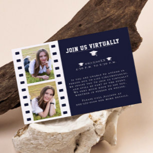 Filmstrip Foto Collage Abschluss   Blau Begleitkarte