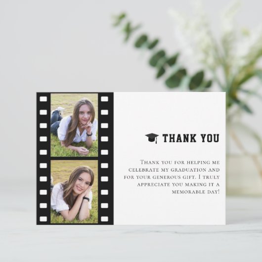 Filmstrip Foto Collage Abschluss Vielen Dank Dankeskarte (Stehend Vorderseite)