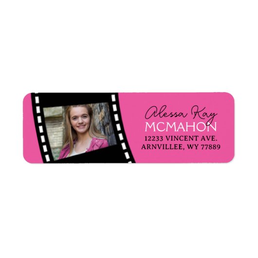 Filmstrip-Foto-Rücksendeadresse in Pink und Schwar (Vorne)