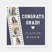 Filmstrip Vier Fotocollage Abschluss | Blau Serviette (Vorderseite)