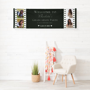 Filmstrip Vier Fotocollage Abschluss Green Banner