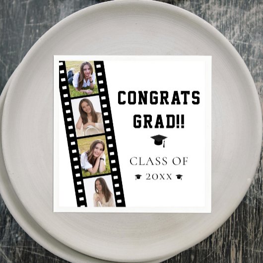 Filmstrip Vier Fotocollage Graduation Party Serviette