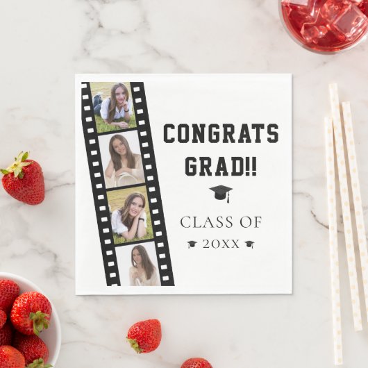 Filmstrip Vier Fotocollage Graduation Party Serviette (Beispiel)
