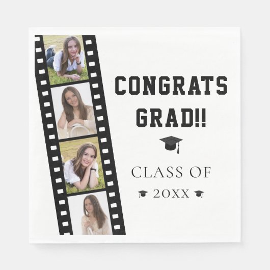 Filmstrip Vier Fotocollage Graduation Party Serviette (Vorderseite)