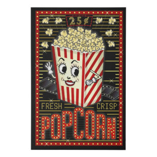 Filmtheater Marquee Zuhause Cinema Popcorn 24 x 36 Künstlicher Leinwanddruck