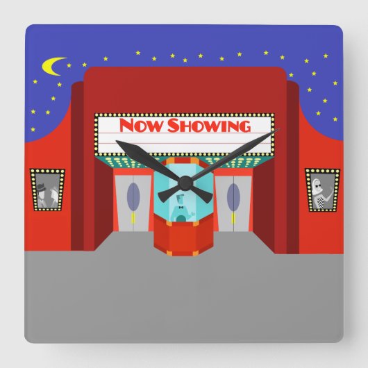 Filmtheater Retro - Akryllische Wall-Uhr Quadratische Wanduhr (Vorderseite)