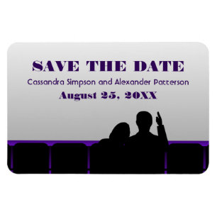 Filmtheater Speichern Sie das Date Magnet, Lila Magnet