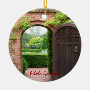 Filoli arbeitet Weihnachtsverzierung im Garten Keramikornament