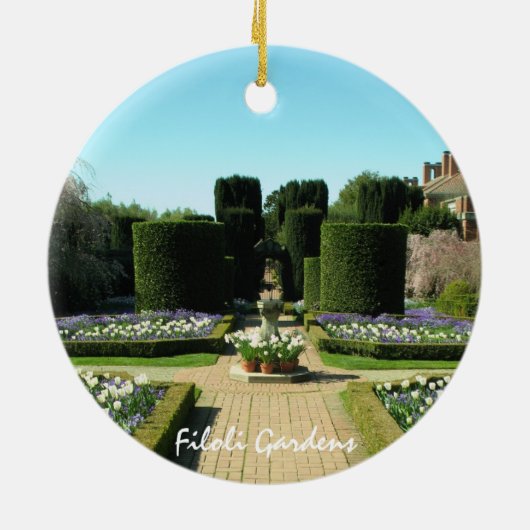 Filoli arbeitet Weihnachtsverzierung im Garten Keramikornament (Hinten)