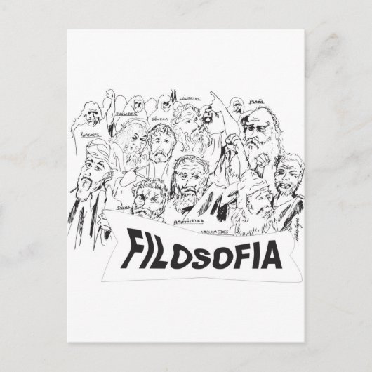FILOSOFOS platao aristoteles euclides sócrates Postkarte (Vorderseite)