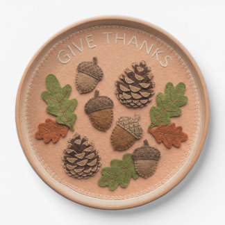 Filz-Applikation Eichel Tannenzapfen Thanksgiving  Pappteller