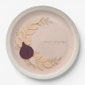 Filz-Applikation Give Thanks Feige Erntedankfest Pappteller