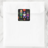Filz-Look-Nussknacker-Soldaten Whimsical Quadratischer Aufkleber (Tasche)