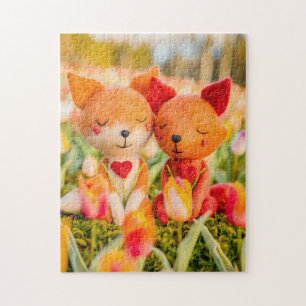 Filzfoxenkupplung im Tulip-Feld Puzzle