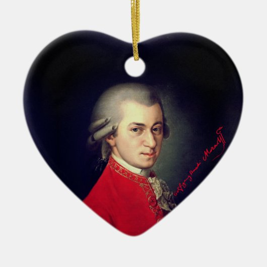Filzherz Wolfgang Amadeus Mozart mit Unterschrift Keramik Ornament (Vorne)