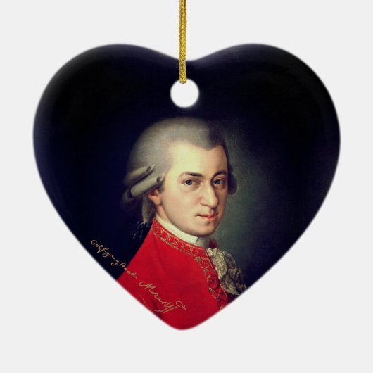 Filzherz Wolfgang Amadeus Mozart mit Unterschrift Keramik Ornament (Hinten)