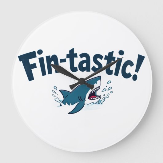 "Fin_Tastic!" Große Wanduhr (Vorderseite)