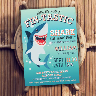 Fin-tastic Hai Geburtstag Jawsome 4 Birthday Einladung
